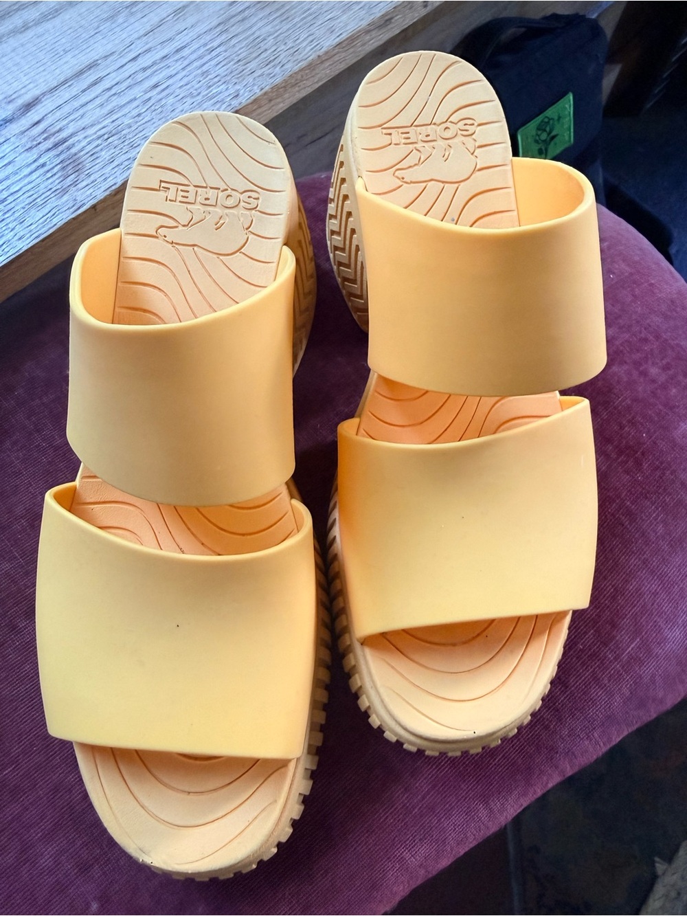 Sorel Double-Strap Yellow Slide Sandals